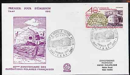 French Southern & Antarctic Territories 1988 40th Anniversary of French Polar Expeditions on illustrated cover with first day cancel, SG 243