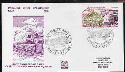 French Southern & Antarctic Territories 1988 40th Anniversary of French Polar Expeditions on illustrated cover with first day cancel, SG 243