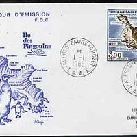 French Southern & Antarctic Territories 1988 Penguin Island 3f90 on illustrated cover with first day cancel, SG 240