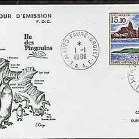 French Southern & Antarctic Territories 1988 Penguin Island 15f10 on illustrated cover with first day cancel, SG 241