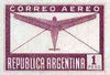 Argentine Republic 1940 Aeroplane & Envelope 1p imperf colour trial in purple, as SG 691