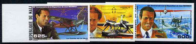 Mali 1986 Jean Mermoz (Aviator) unmounted mint imperf set of 3 from limited printing (as SG 1109-11)