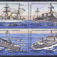 Uruguay 1991 Naval & Maritime History set of 4 in se-tenant block unmounted mint, SG2045-48