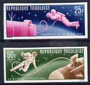 Togo 1965 Astronauts in Space set of 2 imperf from limited printing unmounted mint, as SG 438-39