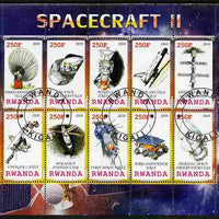 Rwanda 2010 Spacecraft #02 perf sheetlet containing 10 values fine cto used