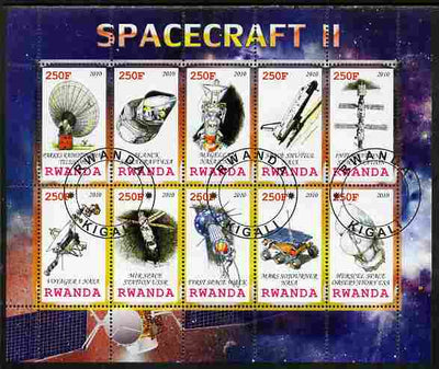 Rwanda 2010 Spacecraft #02 perf sheetlet containing 10 values fine cto used