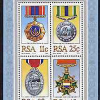 South Africa 1984 Military Medals m/sheet containing set of 4 unmounted mint, SG MS 576