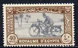 Egypt 1943 Motor-cyclist 40m black & brown Express stamp SG E290 unmounted mint