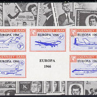 Guernsey - Sark 1966 Europa overprint on Aircraft imperf deluxe m/sheet surrounded by montage of Kennedy stamps, unmounted mint Rosen CS 103LS