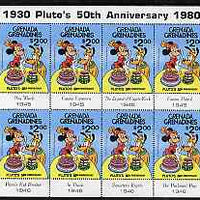 Grenada - Grenadines 1981 50th Anniversary of Walt Disney's Pluto $2 in sheetlet of 8 unmounted mint, as SG 432