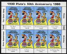 Grenada - Grenadines 1981 50th Anniversary of Walt Disney's Pluto $2 in sheetlet of 8 unmounted mint, as SG 432