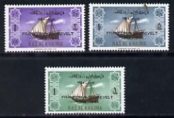 Ras Al Khaima 1965 Ships set of 3 with Franklin D Roosevelt overprint unmounted mint (Mi 27-29)