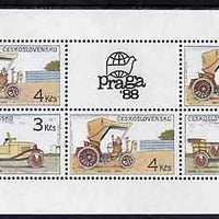 Czechoslovakia 1988,Historic Motor Cars m/sheet containing 2 x 3kc & 3 x 4kc with Praga 88 label unmounted mint, Mi BL 78