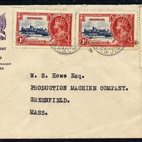 Bermuda 1936 cover to USA bearing Silver Jubilee 2 x 1d & 2 x 1.5d
