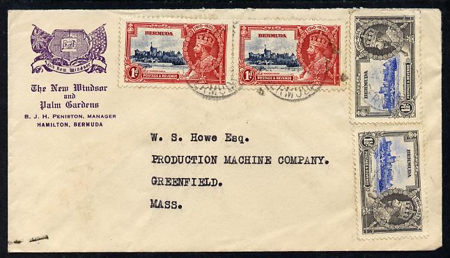 Bermuda 1936 cover to USA bearing Silver Jubilee 2 x 1d & 2 x 1.5d