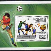 Ivory Coast 1982 World Cup Football perf m/sheet opt'd (Italie 3 - Allemagne 1) Mi BL24 unmounted mint