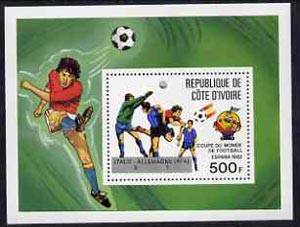 Ivory Coast 1982 World Cup Football perf m/sheet opt'd (Italie 3 - Allemagne 1) Mi BL24 unmounted mint