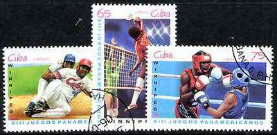 Cuba 1999 PanAmerican Games set of 3 (Boxing, Volley ball & Baseball) fine cto used