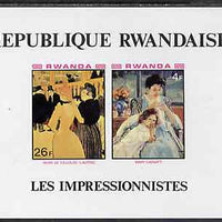 Rwanda 1980 Impressionist Paintings imperf m/sheet containing 4f (Cassat) & 26f (T-Lautrec) Mi BL 90B