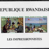 Rwanda 1980 Impressionist Paintings imperf m/sheet containing 10f (Monet) & 50f (Cezanne) unmounted mint Mi BL 92B