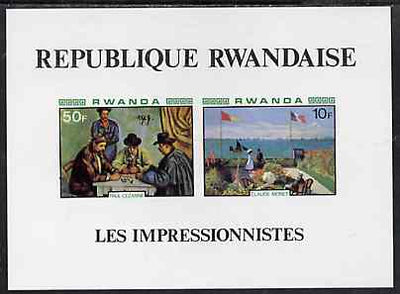 Rwanda 1980 Impressionist Paintings imperf m/sheet containing 10f (Monet) & 50f (Cezanne) unmounted mint Mi BL 92B