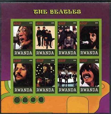 Rwanda 2009 The Beatles imperf sheetlet containing 8 values unmounted mint