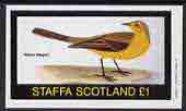Staffa 1982 Birds #46 (Yellow Wagtail) imperf souvenir sheet (£1 value) unmounted mint