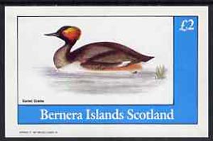 Bernera 1982 Birds #32 (Eared Grebe) imperf deluxe sheet (£2 value) unmounted mint