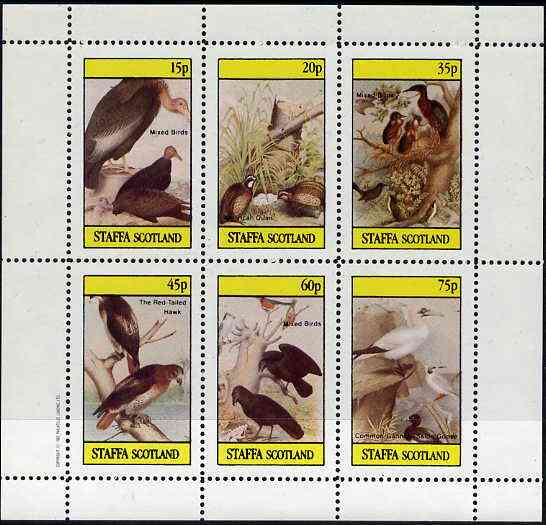 Staffa 1982 Birds #49 (Hawk, Quail & Mixed) perf set of 6 values (15p to 75p) unmounted mint