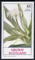 Grunay 1982 Flowers #03 (Crinum) unmounted mint imperf souvenir sheet (£1 value)