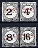 St Lucia 1967 Postage Due 2c, 4c, 8c & 16c with Statehood opts in red unmounted mint cat £100 (see note after SG D12)