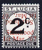 St Lucia 1967 Postage Due 2c 'Statehood' opt in red doubled (one inverted) unmounted mint