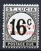 St Lucia 1967 Postage Due 16c 'Statehood' opt in red (inverted) unmounted mint