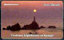Telephone Card - Jersey 40 units phone card showing Corbiere Lighthouse at Sunset