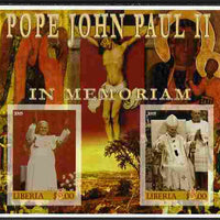 Liberia 2005 Pope John Paull II in Memoriam #02 imperf sheetlet containing 2 values unmounted mint