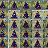 Cinderella - Canada 1967 Christmas TB Seals, unmounted mint sheet of 100 (Christmas Tree design outlined to show the number '100') sheet folded