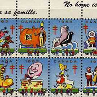 Cinderella - Canada 1963 Christmas TB Seals, set of 16 in fine unmounted mint se-tenant strips (Christmas scenes & Pantomime characters)