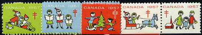 Cinderella - Canada 1957 Christmas TB Seals, fine unmounted mint set of 8 (4 se-tenant pairs)