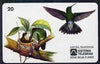 Telephone Card - Brazil 20 units phone card showing Bird (Beija Flor Verde Furta Cor) and nest with young