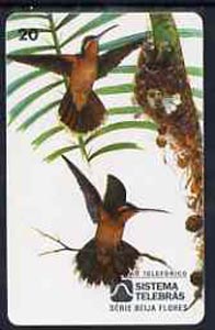 Telephone Card - Brazil 20 units phone card showing Bird (Balance Rabo Canela) and nest with young