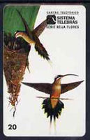 Telephone Card - Brazil 20 units phone card showing Bird (Rabo Branco Fazenda Klabin) and nest with young