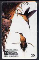 Telephone Card - Brazil 20 units phone card showing Bird (Rabo Branco Limpa Casa) and nest with young