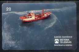 Telephone Card - Brazil 20 units phone card showing Supply Ship (Antarctic series)