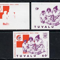 Tuvalu 1988 Red Cross 60c unmounted mint set of 3 progressive proofs comprising the 2 individual colours plus the composite as issued (but imperf)*