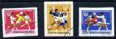 Rumania 1975 World Universities Handball Championships complete set of 3 very fine used, SG 4121-23, Mi 3244-46
