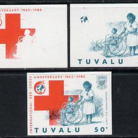 Tuvalu 1988 Red Cross 50c unmounted mint set of 3 progressive proofs comprising the 2 individual colours plus the composite as issued (but imperf)*