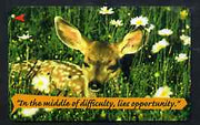 Telephone Card - Singapore $10 phone card showing Deer (In the middle of difficulty lies opportunity)