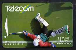 Telephone Card - New Zealand $10 phone card showing Field Hockey Player (Sports Series)