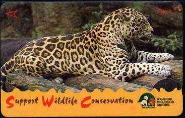 Telephone Card - Singapore $20 phone card showing Jaguar (Wildlife Conservation Series)