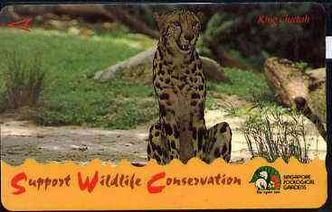 Telephone Card - Singapore $20 phone card showing King Cheetah (Wildlife Conservation Series)